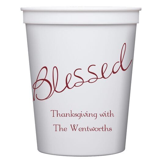 Expressive Script Blessed Stadium Cups