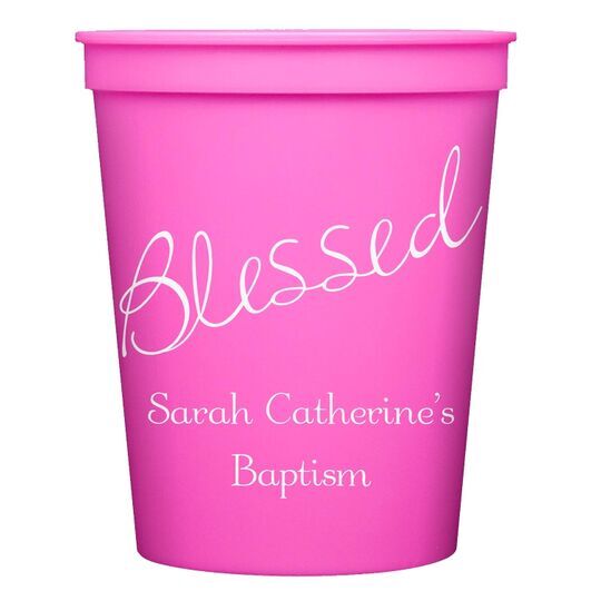 Expressive Script Blessed Stadium Cups