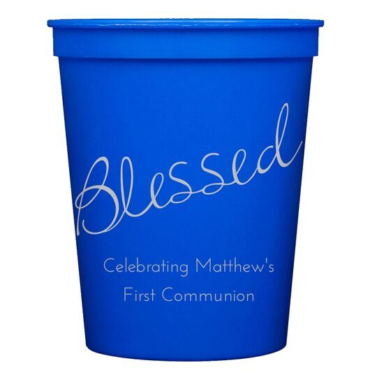 Expressive Script Blessed Stadium Cups