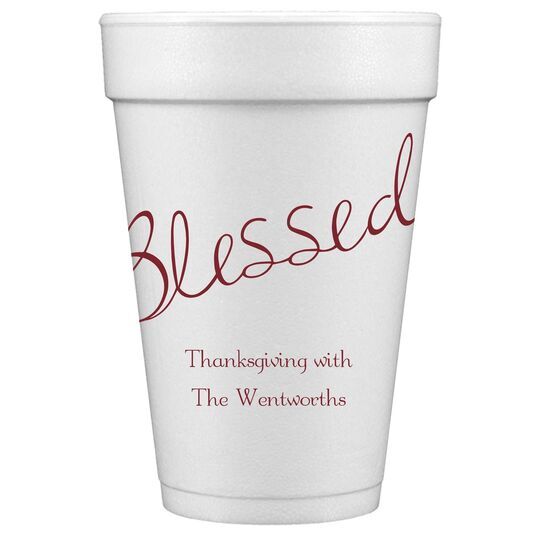 Expressive Script Blessed Styrofoam Cups