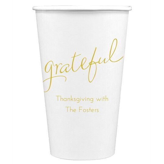 Expressive Script Grateful Paper Coffee Cups