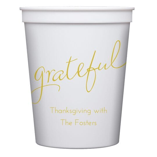 Expressive Script Grateful Stadium Cups