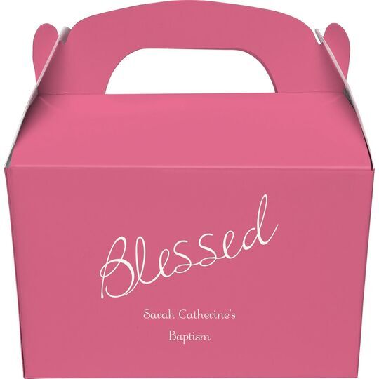 Expressive Script Blessed Gable Favor Boxes