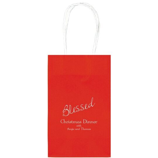 Expressive Script Blessed Medium Twisted Handled Bags