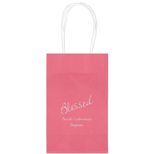 Expressive Script Blessed Medium Twisted Handled Bags