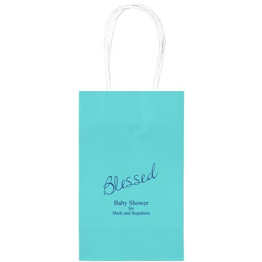 Expressive Script Blessed Medium Twisted Handled Bags