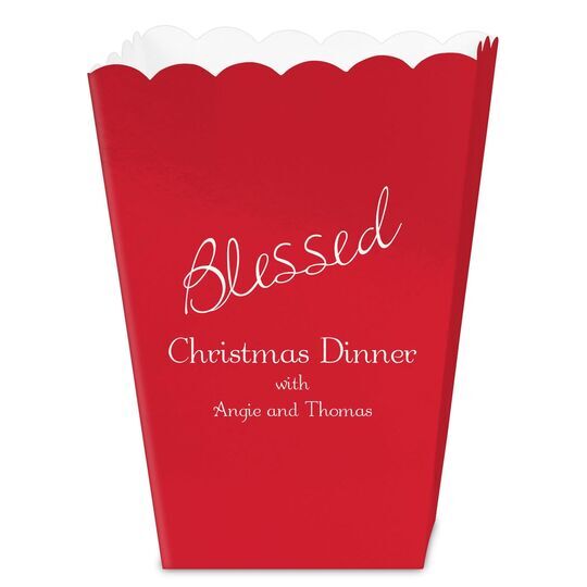 Expressive Script Blessed Mini Popcorn Boxes