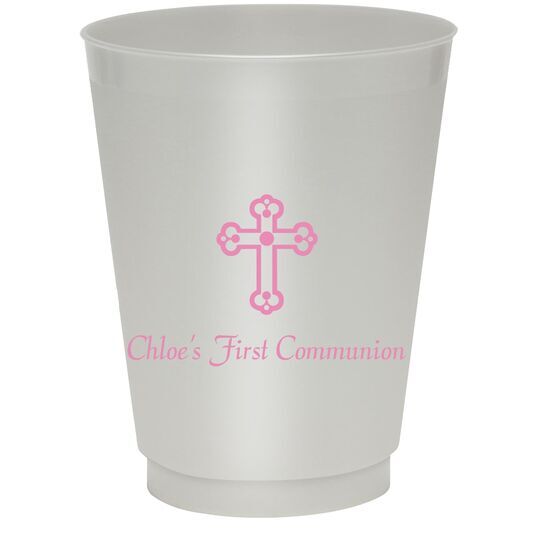 Ornate Cross Colored Shatterproof Cups