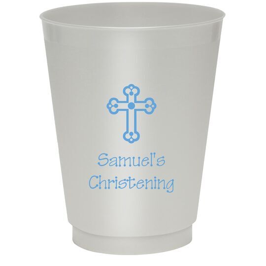 Ornate Cross Colored Shatterproof Cups