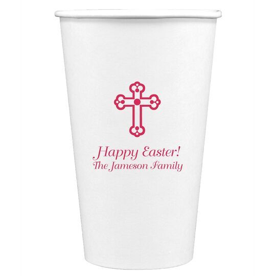 Ornate Cross Paper Coffee Cups