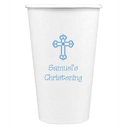 Ornate Cross Paper Coffee Cups