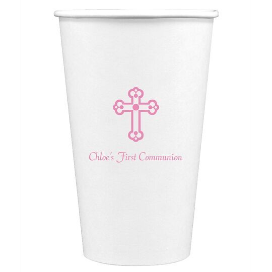 Ornate Cross Paper Coffee Cups