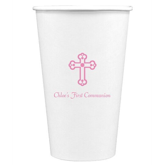 Ornate Cross Paper Coffee Cups