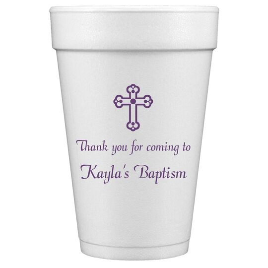 Ornate Cross Styrofoam Cups