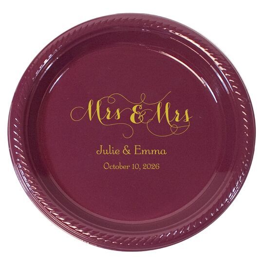 Scroll Mrs & Mrs Plastic Plates