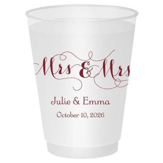 Scroll Mrs & Mrs Shatterproof Cups