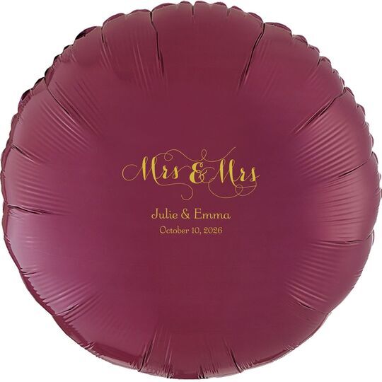 Scroll Mrs & Mrs Mylar Balloons