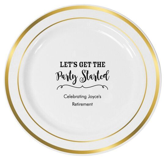 Let's Get the Party Started Premium Banded Plastic Plates