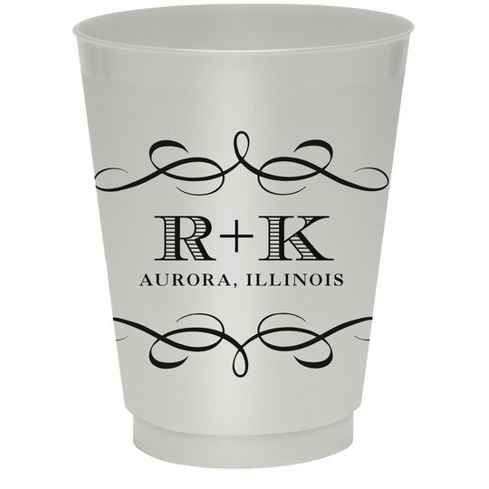 Courtyard Scroll with Initials Colored Shatterproof Cups
