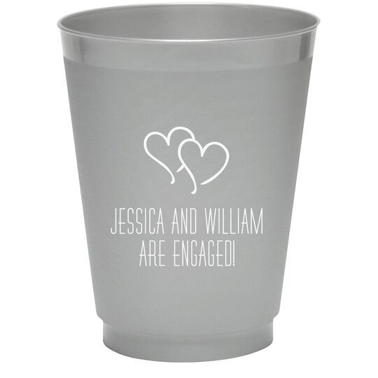 Modern Double Hearts Colored Shatterproof Cups