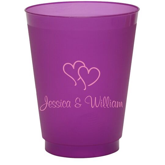 Modern Double Hearts Colored Shatterproof Cups