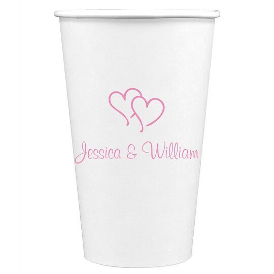 Modern Double Hearts Paper Coffee Cups
