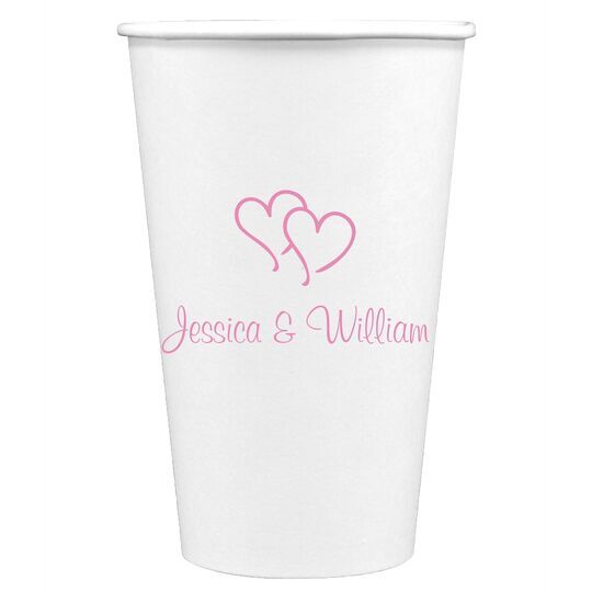 Modern Double Hearts Paper Coffee Cups