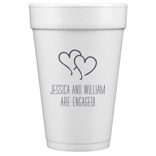 Modern Double Hearts Styrofoam Cups