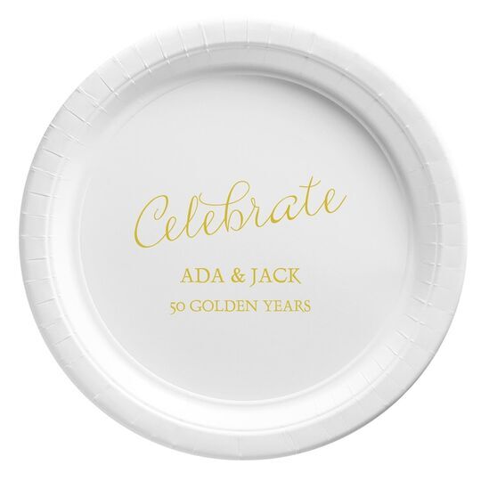 Expressive Script Celebrate Paper Plates