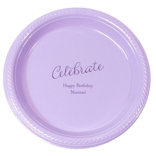 Expressive Script Celebrate Plastic Plates