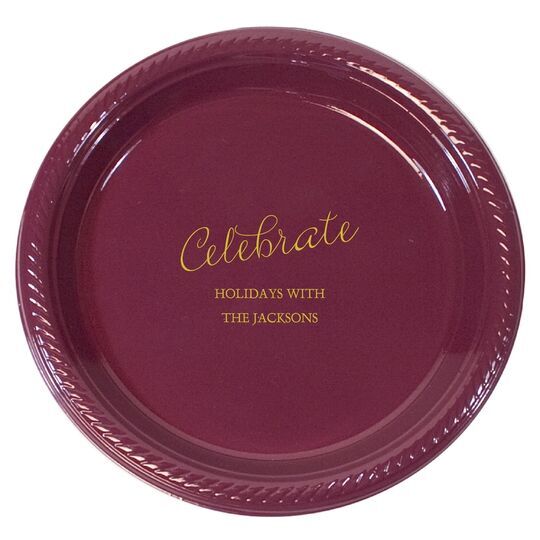 Expressive Script Celebrate Plastic Plates