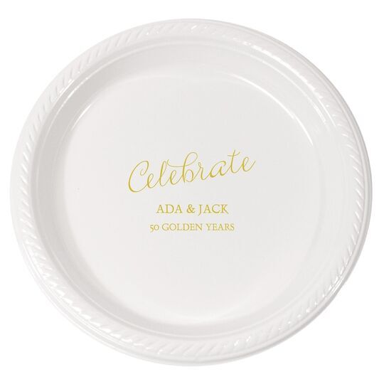 Expressive Script Celebrate Plastic Plates