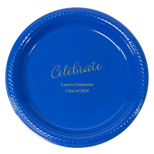 Expressive Script Celebrate Plastic Plates