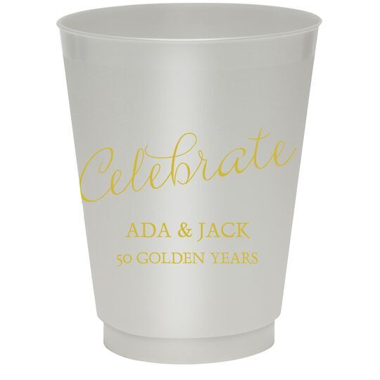 Expressive Script Celebrate Colored Shatterproof Cups