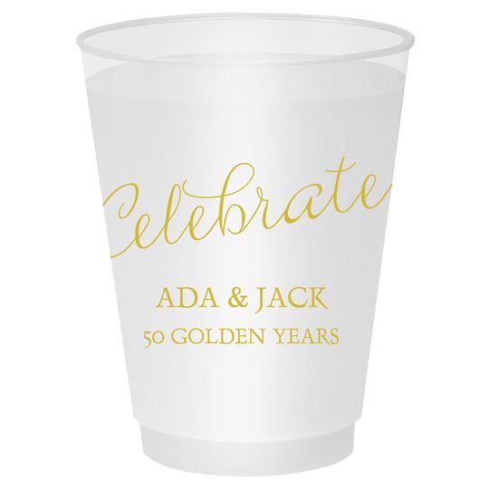 Expressive Script Celebrate Shatterproof Cups