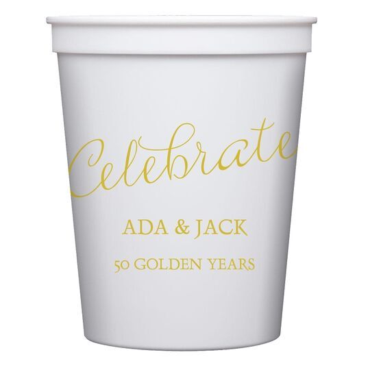 Expressive Script Celebrate Stadium Cups