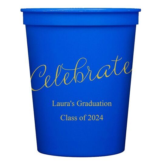 Expressive Script Celebrate Stadium Cups