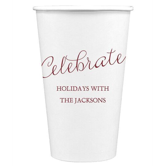 Expressive Script Celebrate Paper Coffee Cups