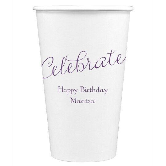 Expressive Script Celebrate Paper Coffee Cups