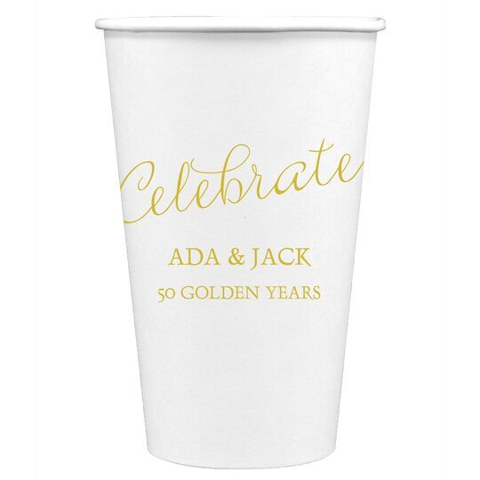 Expressive Script Celebrate Paper Coffee Cups