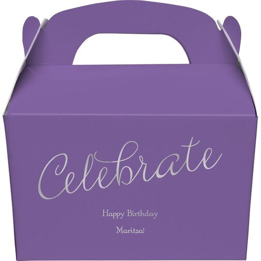 Expressive Script Celebrate Gable Favor Boxes