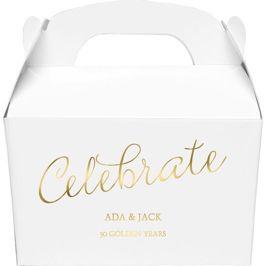 Expressive Script Celebrate Gable Favor Boxes
