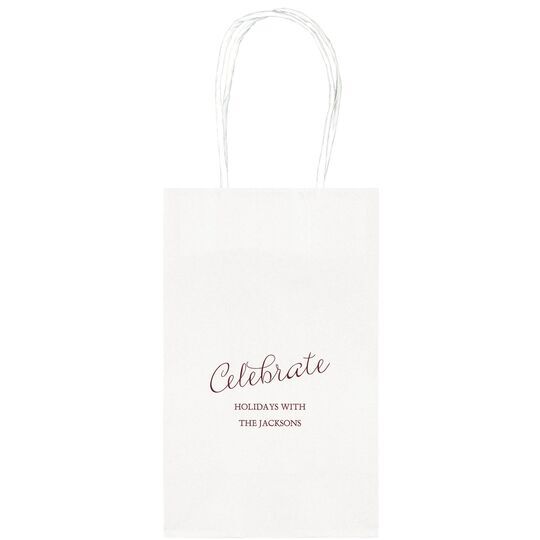 Expressive Script Celebrate Medium Twisted Handled Bags
