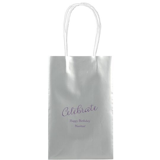 Expressive Script Celebrate Medium Twisted Handled Bags