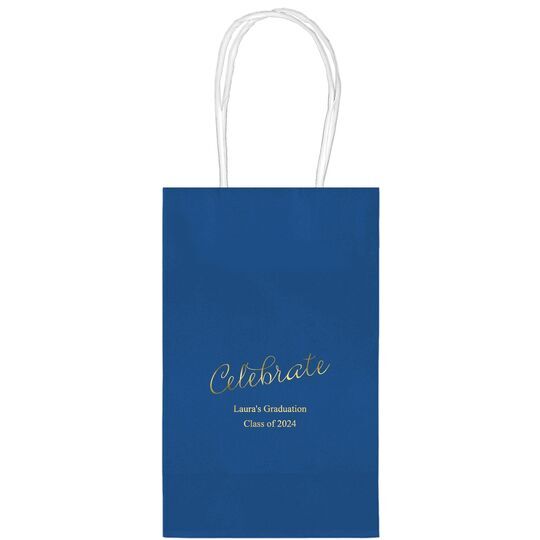 Expressive Script Celebrate Medium Twisted Handled Bags