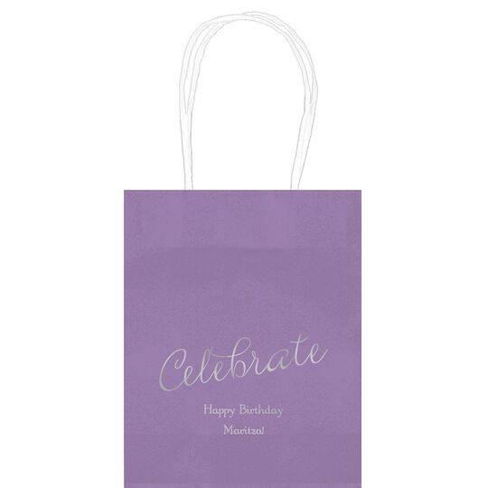 Expressive Script Celebrate Mini Twisted Handled Bags