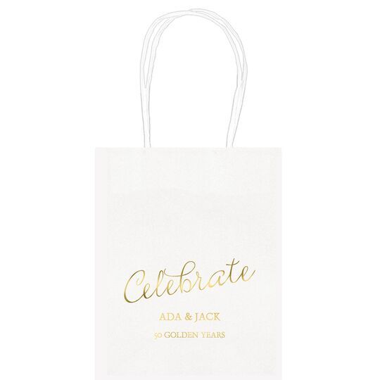 Expressive Script Celebrate Mini Twisted Handled Bags