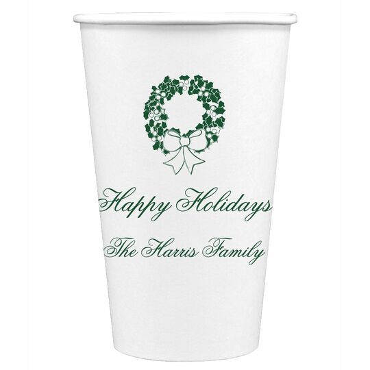 Traditional Wreath Paper Coffee Cups