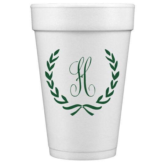 Laurel Wreath with Initial Styrofoam Cups