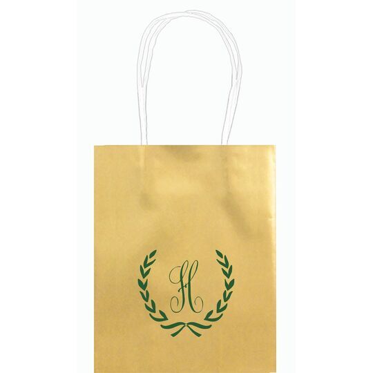 Laurel Wreath with Initial Mini Twisted Handled Bags